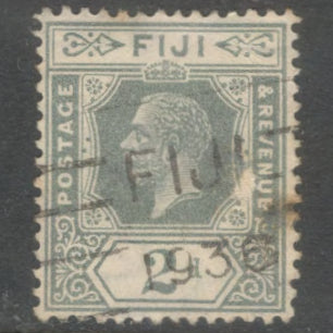 Fiji 1922 - 1927 2d Grey King George V Stamp - Perfin: 14.0