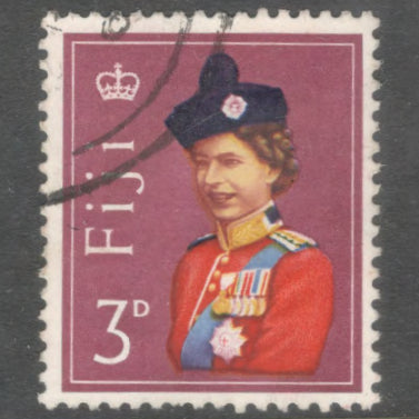 Fiji 1962 - 1967 3d Multicoloured Queen Elizabeth II Stamp - Perfin: 12.5