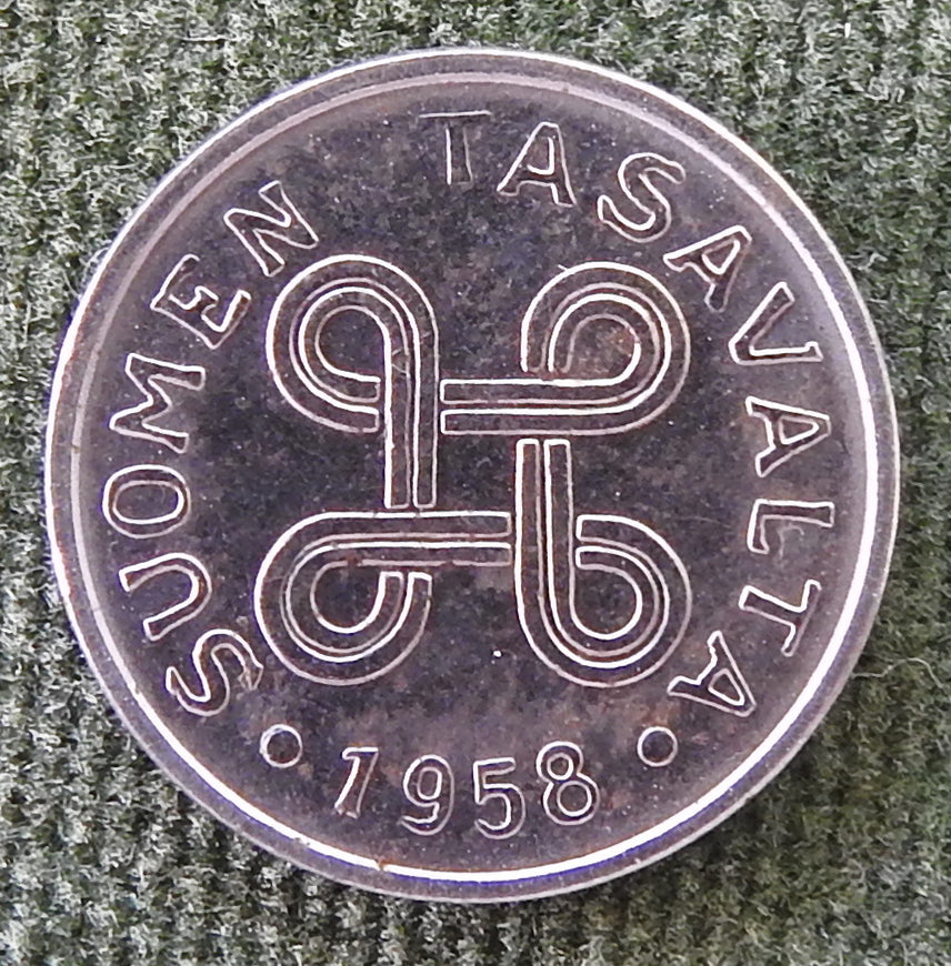 Suomen Tasavalta Finland 1958 1 Markka Coin - Circulated