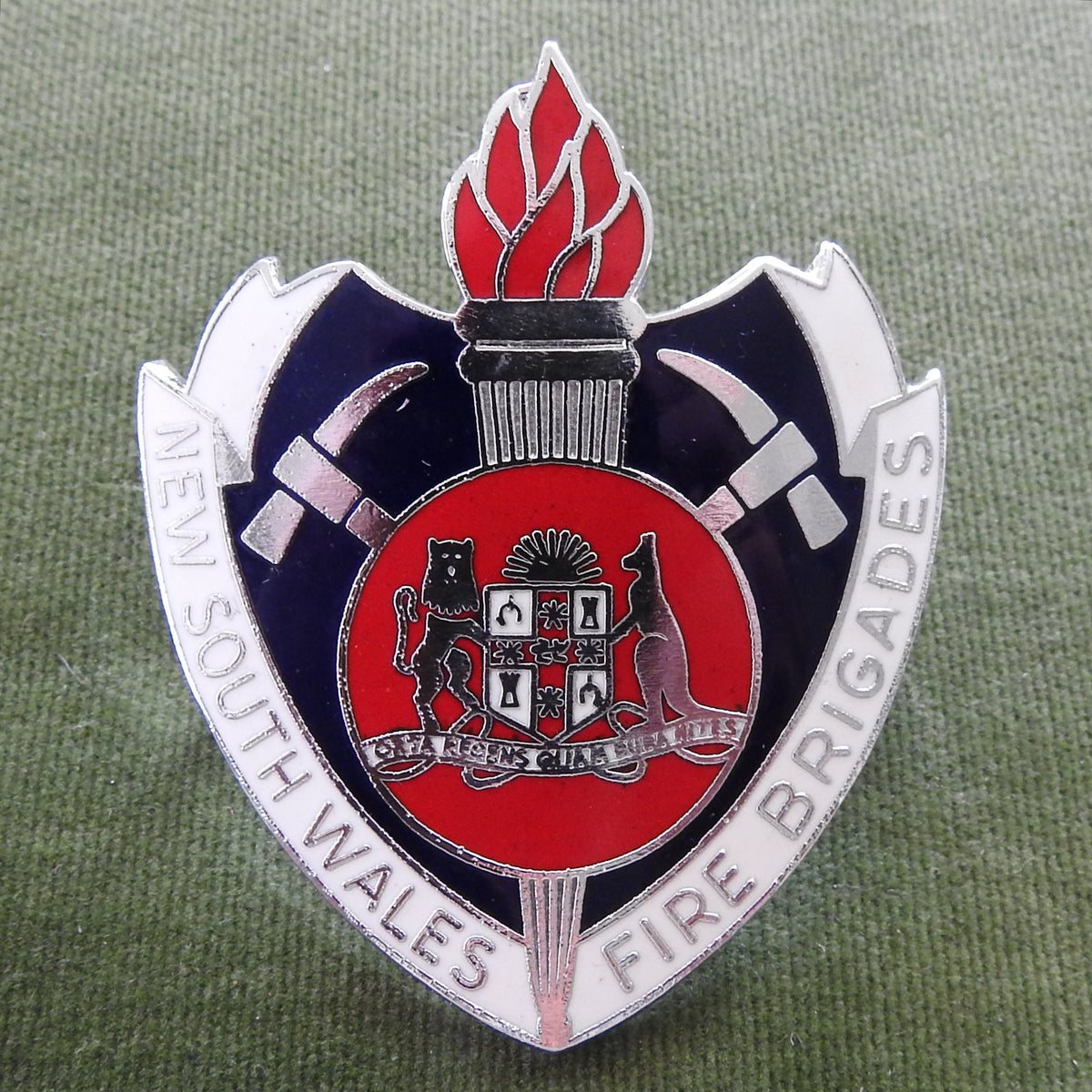 NSW Fire Brigade Enameled Cap Badge In Good Condition With Lugs Intact by Amor Sydney (No Pins)