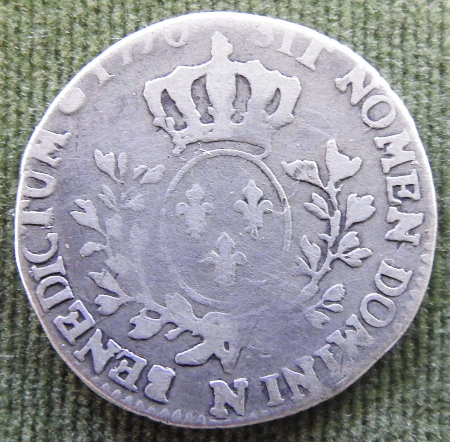 France 1776 1/10 Ecu Louis XVI Silver Coin - Heavily Circulated