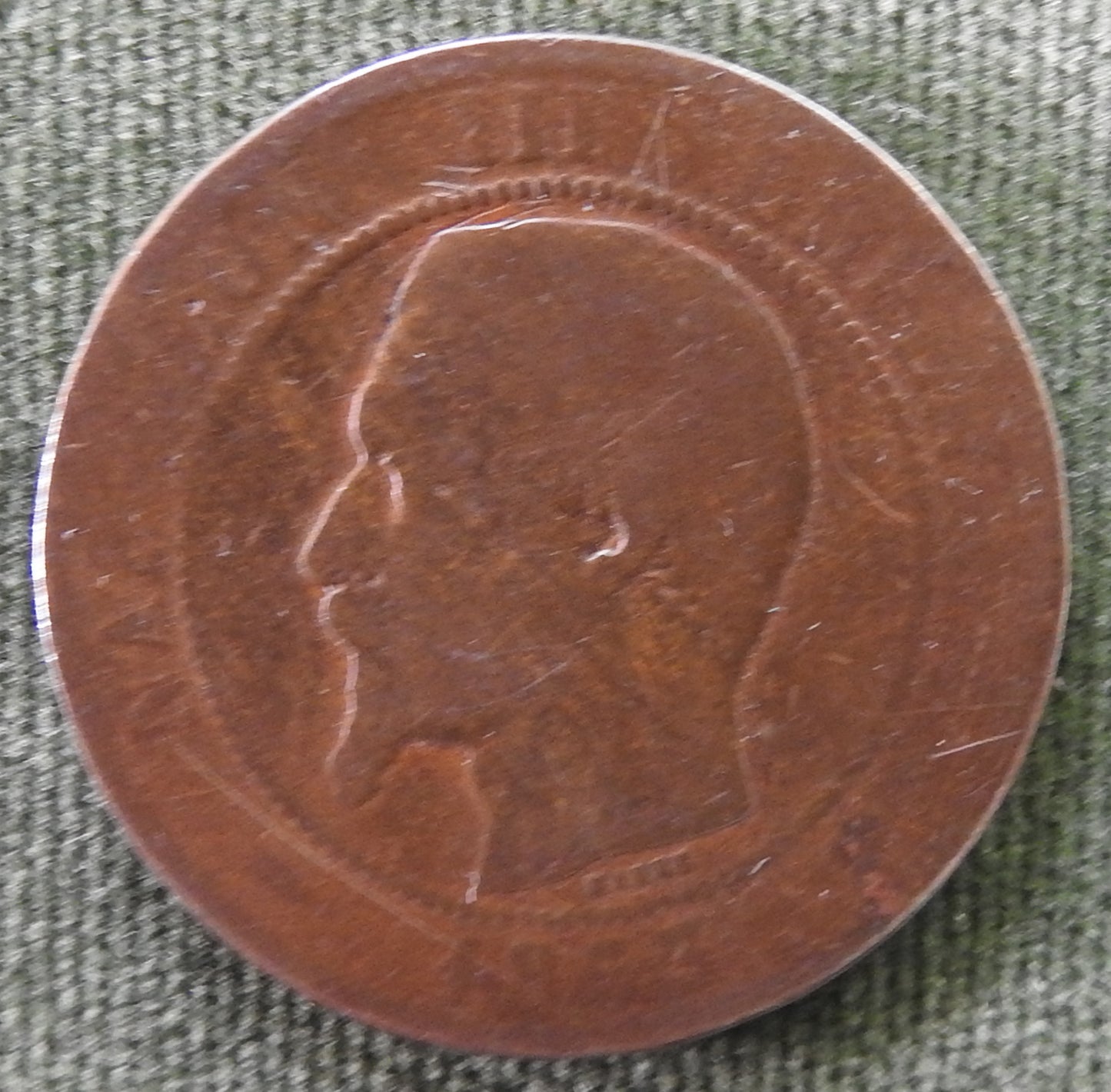 French 1853 B 10 Centimes Coin