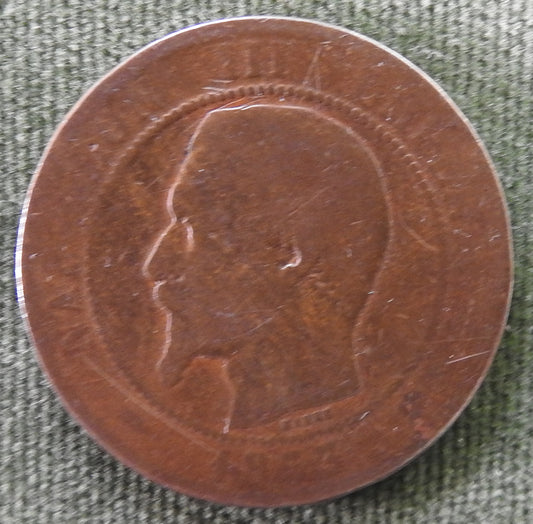 French 1853 B 10 Centimes Coin