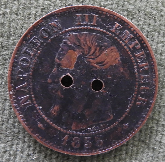 French 1855 BB 2 Centimes Coin Napoleon III