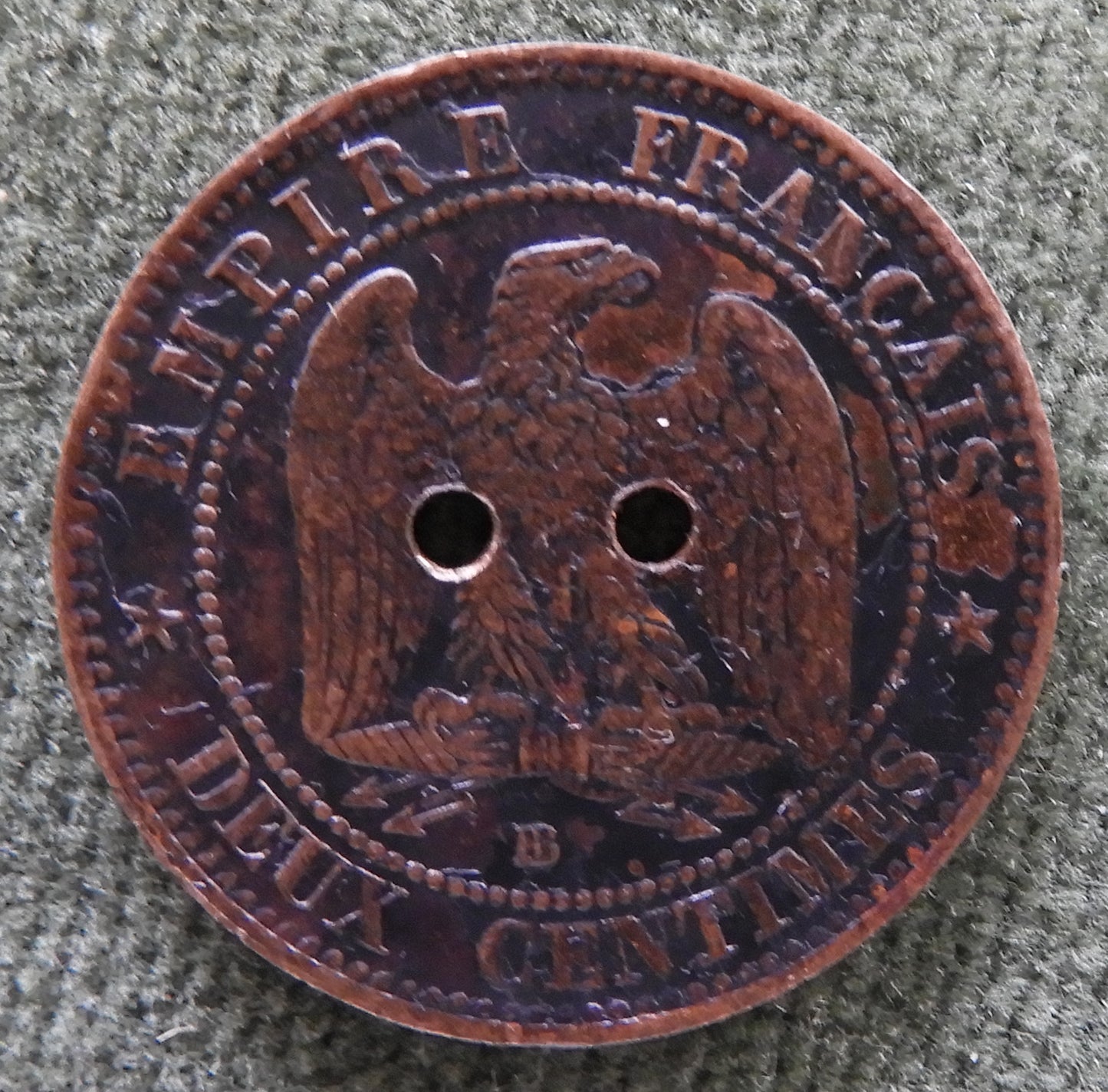 French 1855 BB 2 Centimes Coin Napoleon III