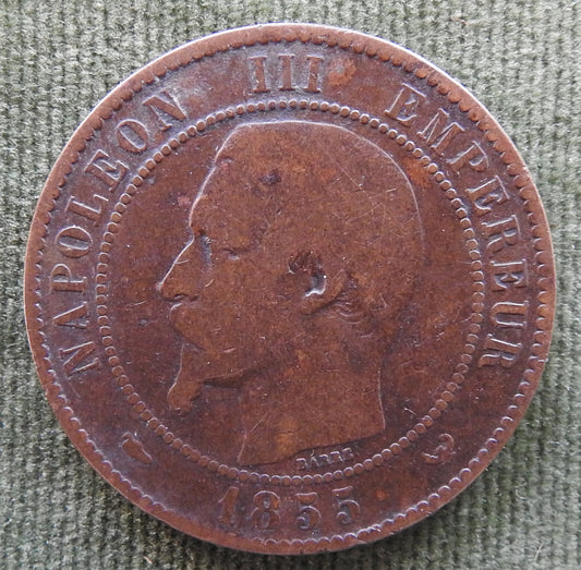 French 1855 W 10 Centimes Coin