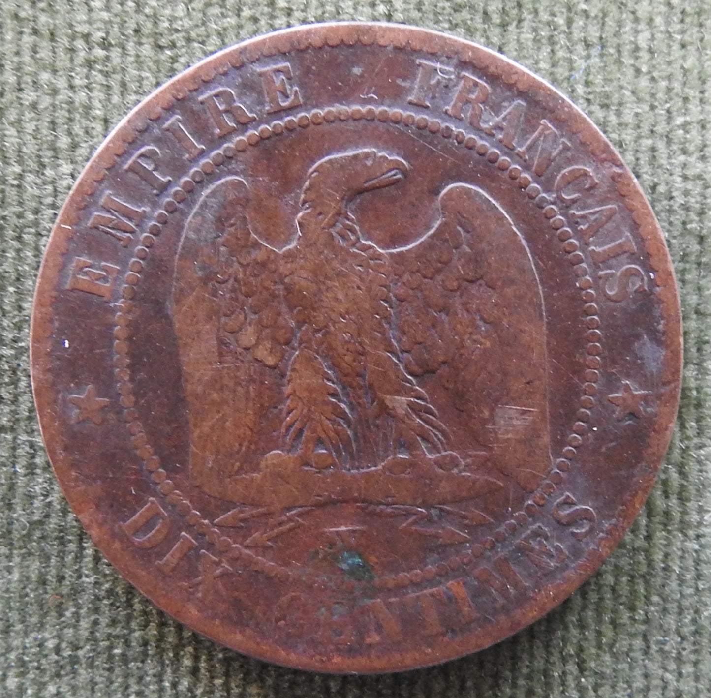 French 1855 W 10 Centimes Coin