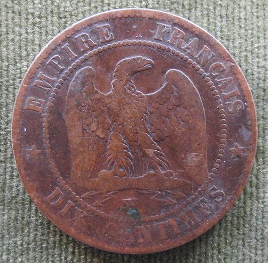 French 1855 W 10 Centimes Coin