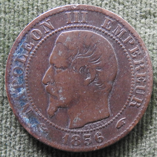 French 1856 A 5 Centimes Napoleon III Coin - Circulated