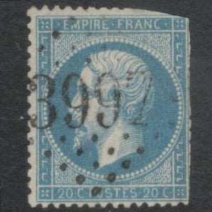 France 1862 French Empire 20 Centime Blue Emperor Napoleon III Stamp