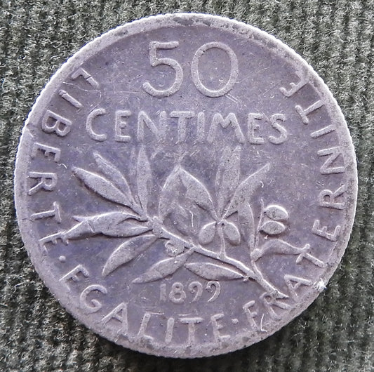 French 1899 50 Centimes Coin - Circulated