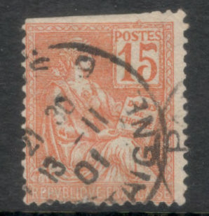 France 1900 15 Centime Orange Rights of Man Stamp