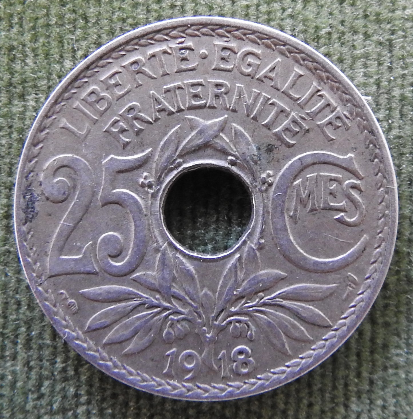 French 1918 25 Centimes Coin - Circulated