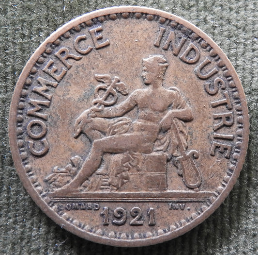 French 1921 1 One Franc Chamber Of Commerce Coin - Commerce Industrie Coin