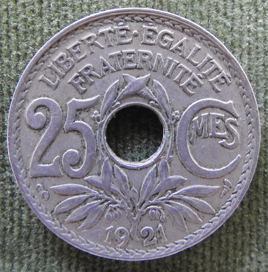 French 1921 25 Centimes Coin - Circulated