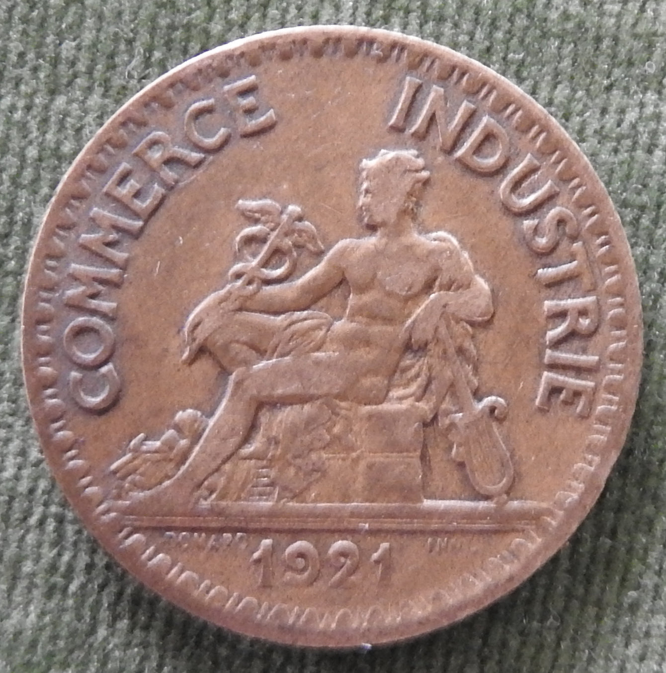 French 1921 2 Two Franc Chamber Of Commerce Coin - Commerce Industrie Coin