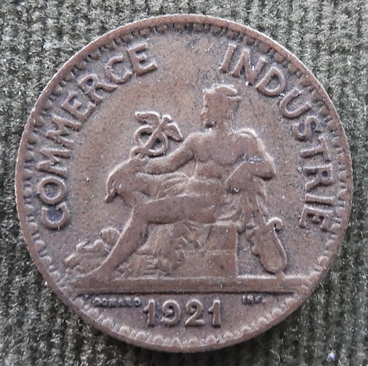 French 1921 50 Centimes Chamber Of Commerce Coin - Commerce Industrie Coin