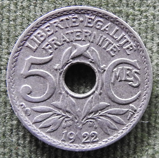 French 1922 5 Centimes Coin - Circulated