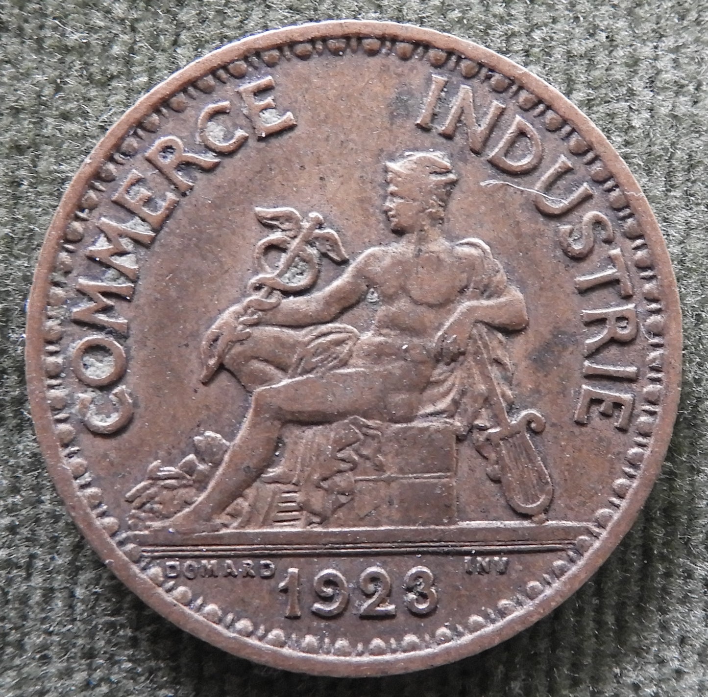 French 1923 1 One Franc Chamber Of Commerce Coin - Commerce Industrie Coin