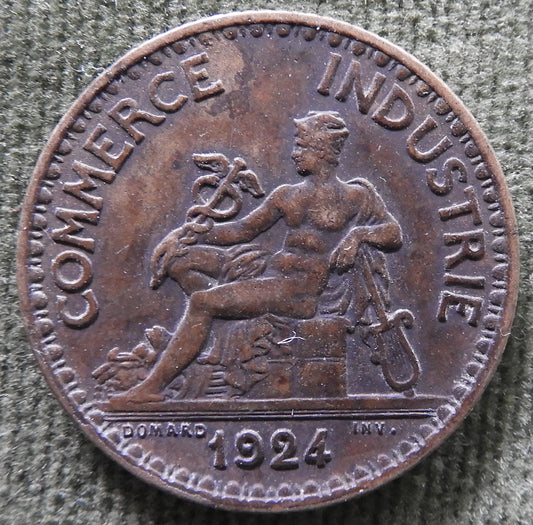 French 1924 1 One Franc Chamber Of Commerce Coin - Commerce Industrie Coin