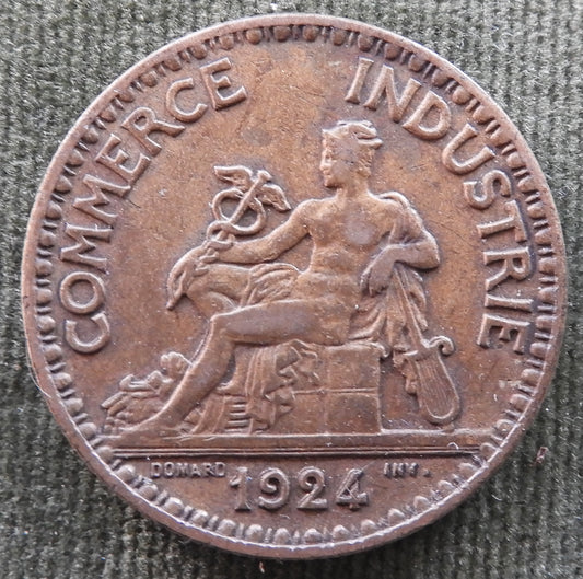 French 1924 2 Two Franc Chamber Of Commerce Coin - Commerce Industrie Coin