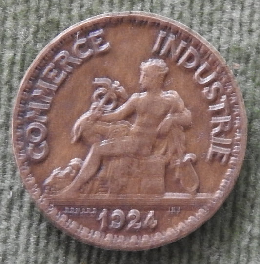French 1924 50 Centimes Chamber Of Commerce Coin - Commerce Industrie Coin