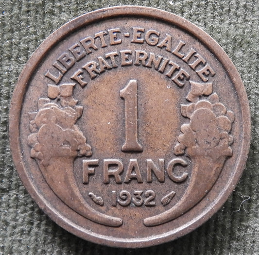 French 1932 1 One Franc Chamber Of Commerce Coin - Commerce Industrie Coin