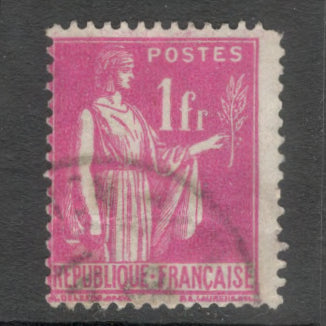France 1937 1 Franc Rose Peace Ceres with Olive Branch