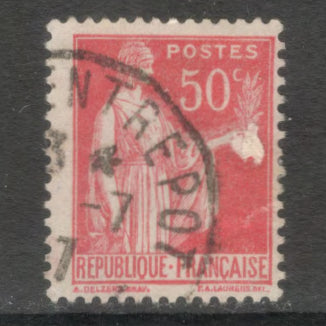 France 1932 50 Centimes Rose Peace Ceres with Olive Branch Stamp