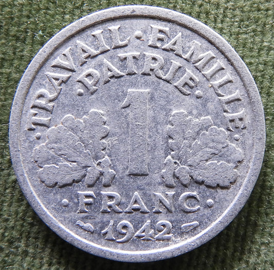 French 1942 1 Franc Coin - Circulated