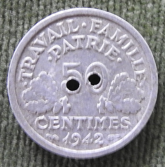 French 1942 50 Centimes Coin ETAT FRANCAIS