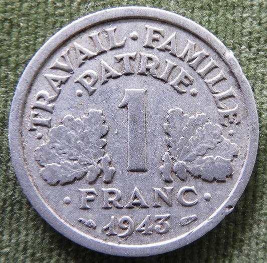 French 1943 1 Franc Coin - Circulated