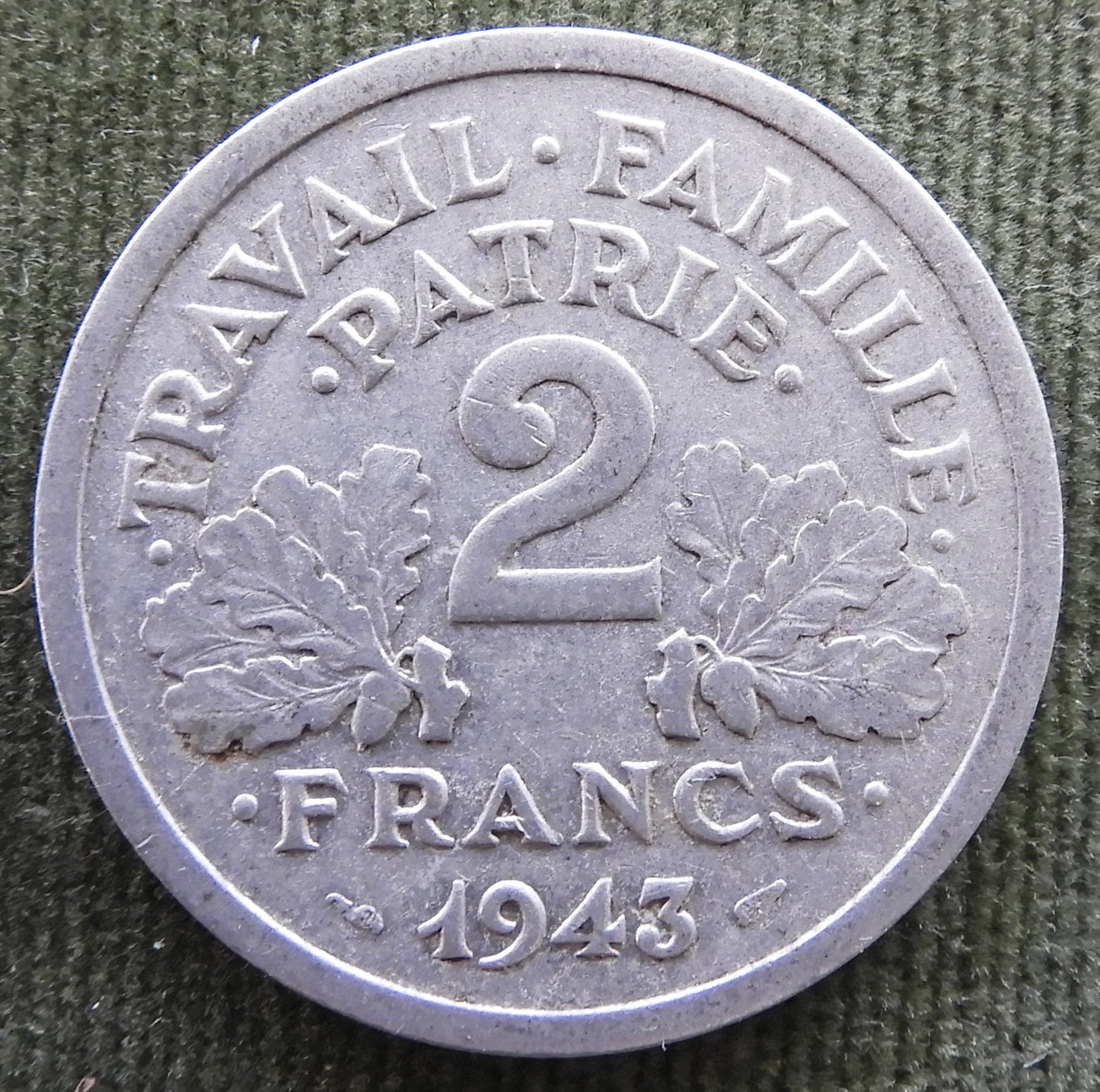 French 1943 2 Franc Etat Francais Coin - German Occupation