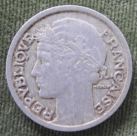 French 1944 2 Franc Coin Wreathed Female Head