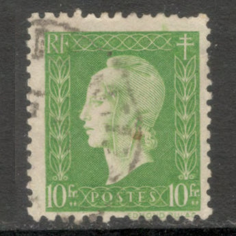 France 1945 10 Franc Yellowish Green Marianne Stamp