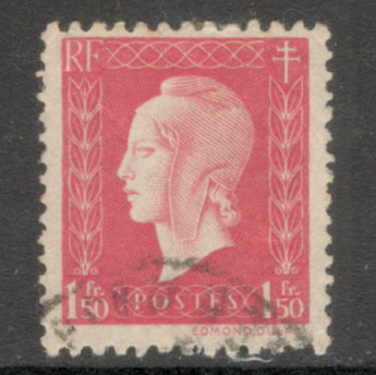 France 1945 1.5 Franc Carmine Red Marianne Stamp