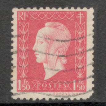 France 1945 1.5 Franc Carmine Red Marianne Stamp
