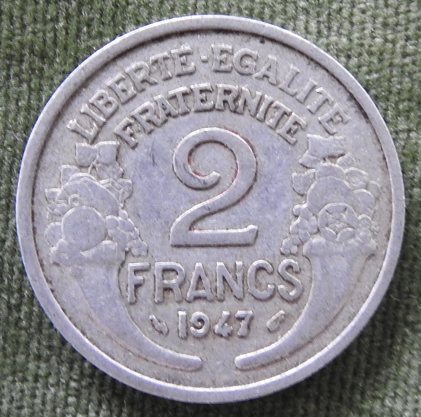 French 1947 2 Franc Coin Wreathed Female Head