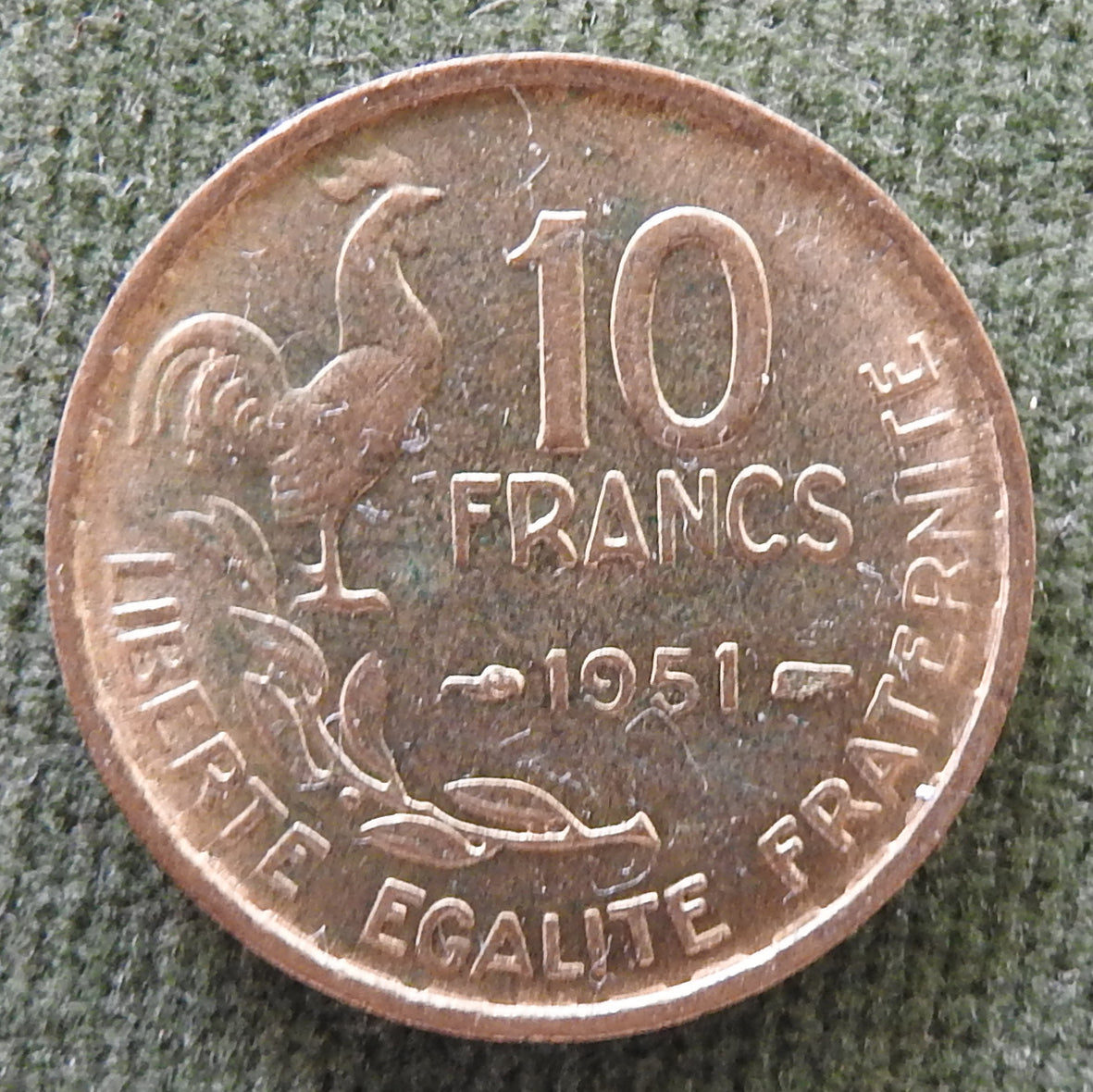 French 1951 10 Franc Coin
