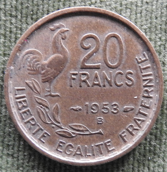 French 1953 B 20 Franc Coin - Circulated