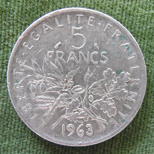 French 1963 5 Franc Silver Coin