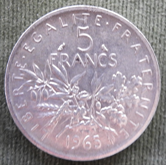 French 1965 5 Franc Coin - Circulated