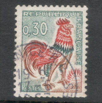 France 1965 The Gallic Cock 0.30 Franc Multicoloured Stamp