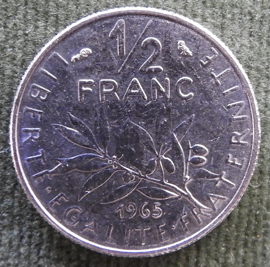 French 1965 1/2 Franc Coin - Circulated