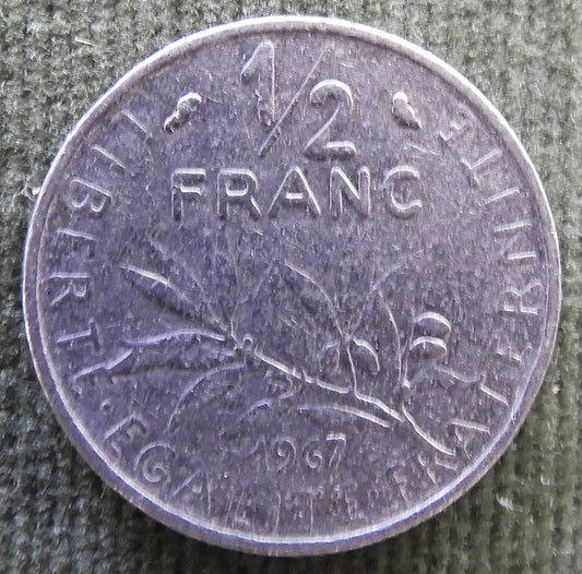 French 1967 1/2 Franc Coin - Circulated