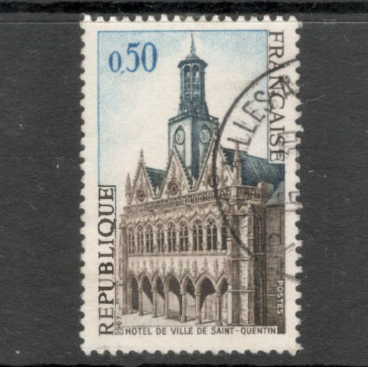 France 1967 0.50 Franc Hotel de Ville de Saint-Quentin Multicoloured Stamp
