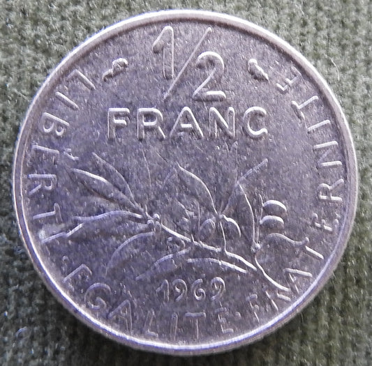French 1969 1/2 Franc Coin - Circulated