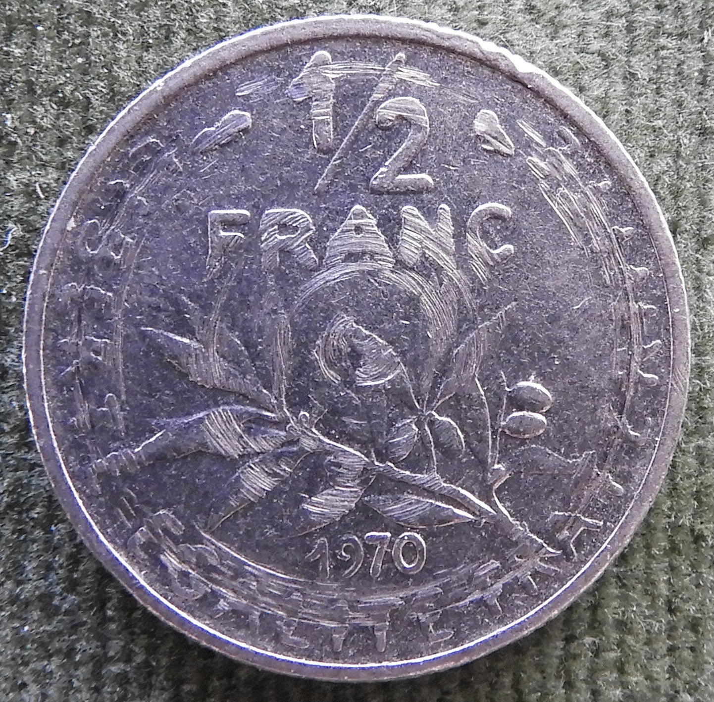 French 1970 1/2 Franc Coin - Circulated