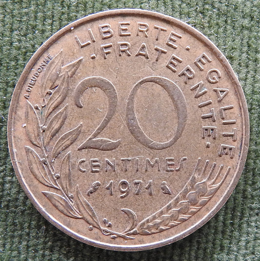 French 1971 20 Centimes Coin - Circulated