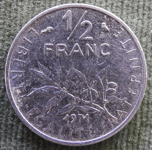 French 1971 1/2 Franc Coin - Circulated